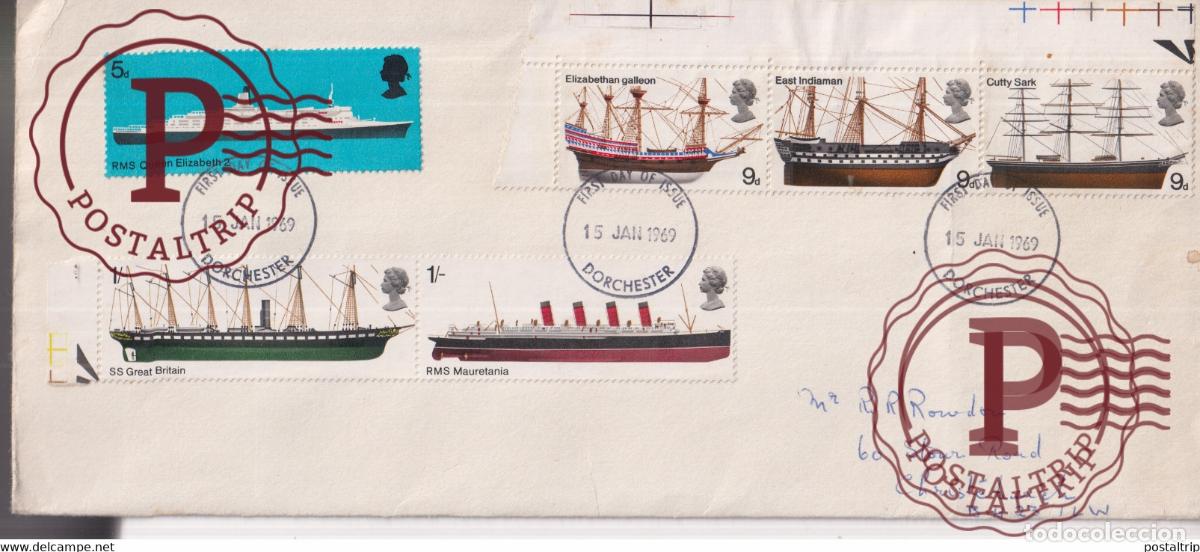 Sellos: CUNARD WHITE STAR 1969 QUEEN ELIZABETH MAURETANIA GREAT BRITAIN +-23*10cm