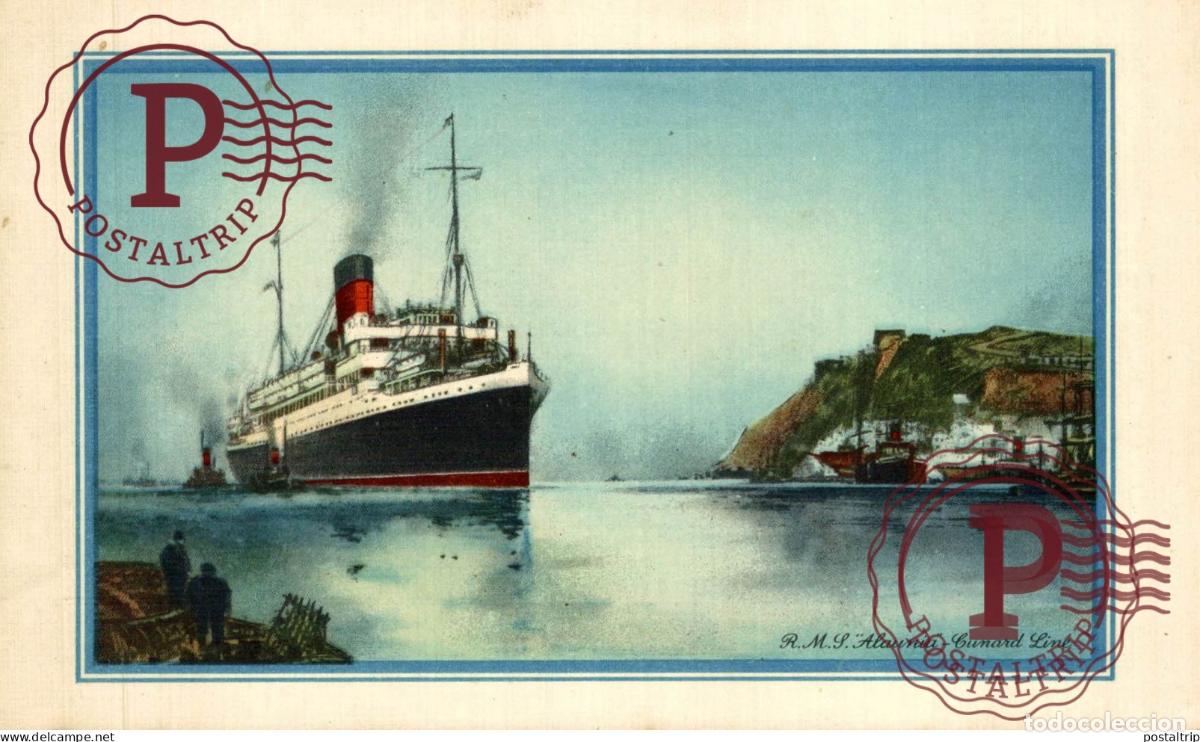 Sellos: NOT POSTCARD BUT ABSTRACT OF LOG OF CUNARD RMS ALAUNIA 1935 NEW YORK HAIFAX LONDON 16.5*10.5CM SHIP