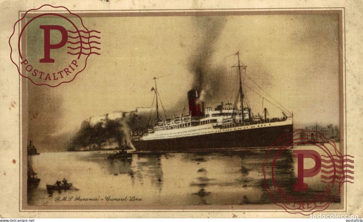 Sellos: NOT POSTCARD BUT ABSTRACT OF LOG OF CUNARD RMS AURANIA MONTREAL QUEBEC 1932 16.5*10.5CM CRCK SEE SC