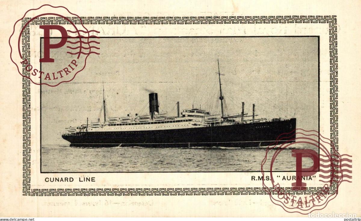 Sellos: NOT POSTCARD BUT ABSTRACT OF LOG OF CUNARD RMS AURANIA MONTREAL QUEBEC 1930 16.5*10.5CM