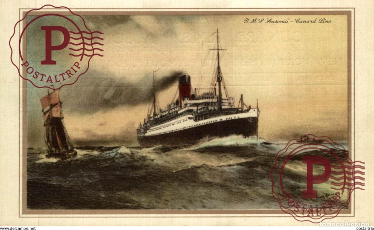 Sellos: NOT POSTCARD BUT ABSTRACT OF LOG OF CUNARD RMS AUSONIA 1931 NEW YORK HALIFAX PLYMOUTH LE HAVRE LOND