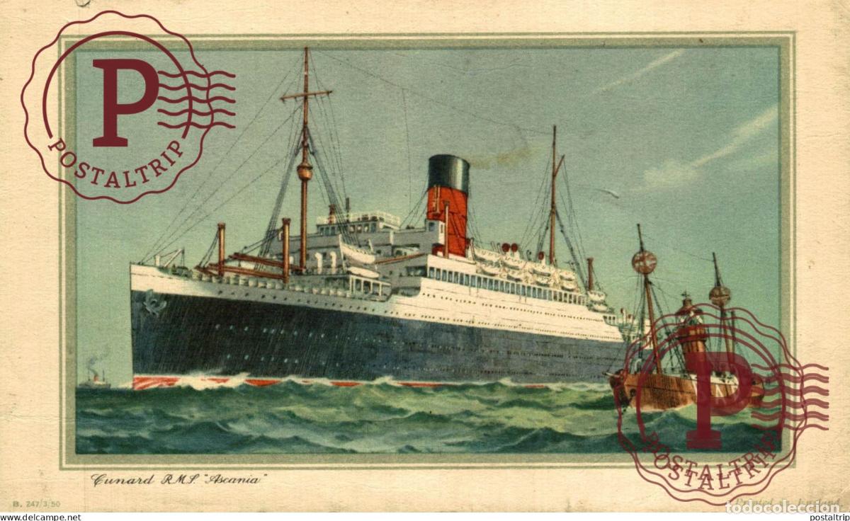 Sellos: NOT POSTCARD BUT ABSTRACT OF LOG OF CUNARD RMSASCANIA LIVERPOOL TO HALIFAX 1951 16.5*10.5CM