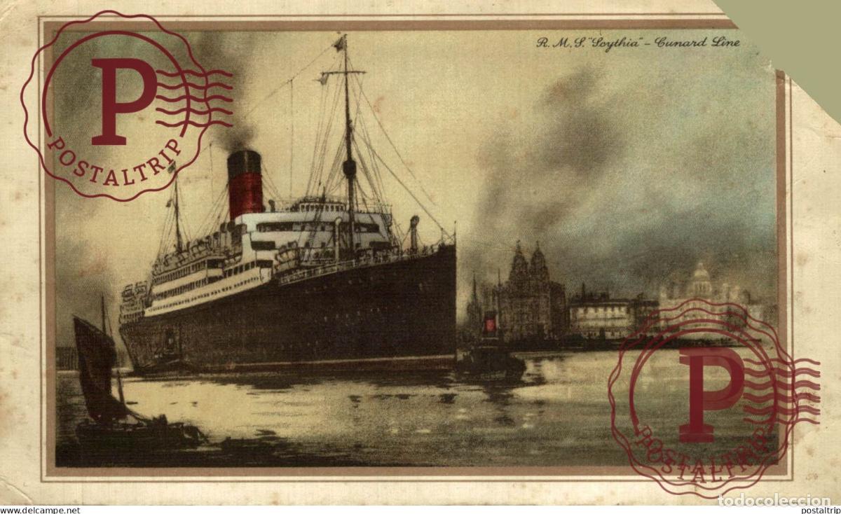 Sellos: NOT POSTCARD BUT ABSTRACT OF LOG OF CUNARD RMS SCYTHIA MISSINC CORNER 1930 NEW YORK LIVERPOOL BOSTON