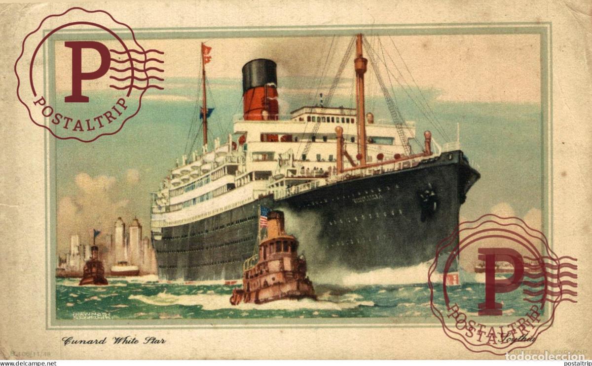Sellos: NOT POSTCARD BUT ABSTRACT OF LOG OF CUNARD RMS SCYTHIA ETAT SEE SCAN 1951 NY LIVERPOOL HALIFAX COBH