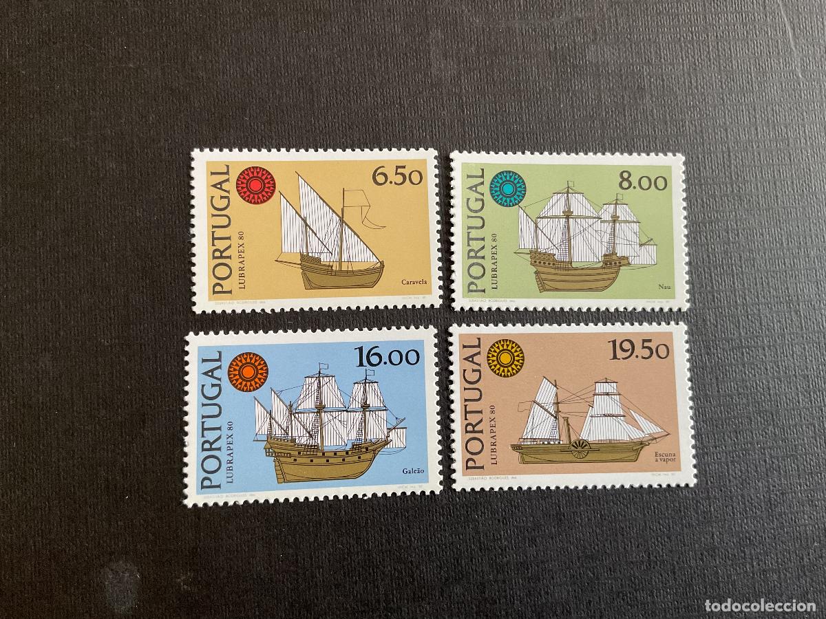 Sellos: PORTUGAL N&ordm; YVERT 1482/5*** A&Ntilde;O 1980. BARCOS DIVERSOS. EXPOSICION FILATELICA LUSO-BRASILE&Ntilde;A