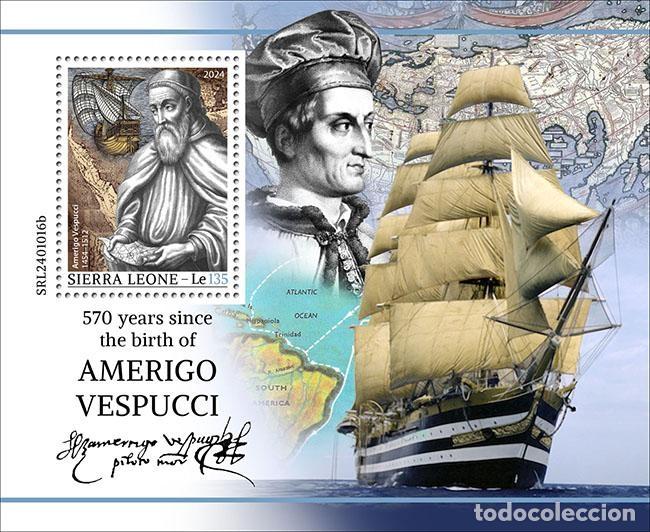 Sellos: Sierra Leona 2024 Mi. Bl. 3248 bloc Amerigo Vespucci navegante
