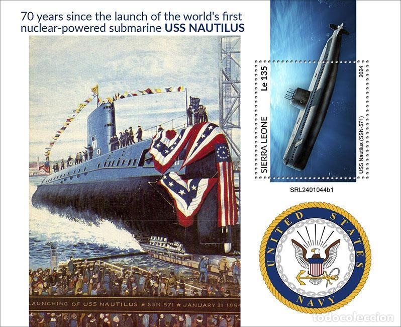 Sellos: Sierra Leona 2024 Mi. Bl. 3229 bloque USS Nautilus submarino nuclear