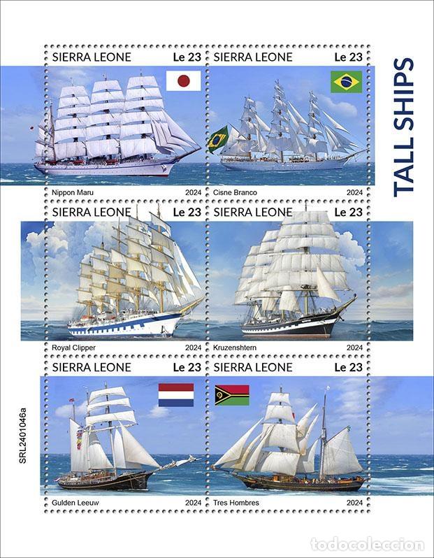 Sellos: Sierra Leona 2024 Mi. 18499-18504 hoja grandes veleros Kruzenshtern