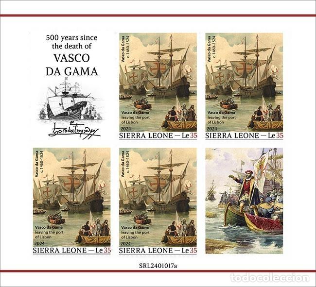 Sellos: Sierra Leona 2024 Mi. 18685 hoja sin dentar Vasco de Gama navegante
