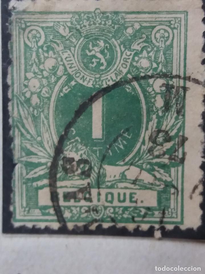 Stamps: sello, postes Belgica, 1 c, escudo, a&ntilde;o 1889, no usado