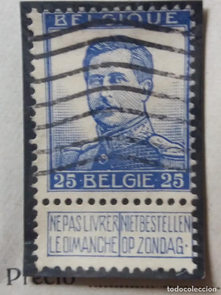 Stamps: sello, postes Belgica, 25 centimes, rey alberto, a&ntilde;o 1912 no usado