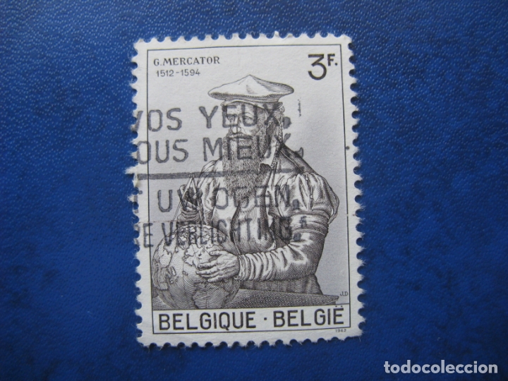 Selos: -belgica 1962, g. mercator, Yvert 1213