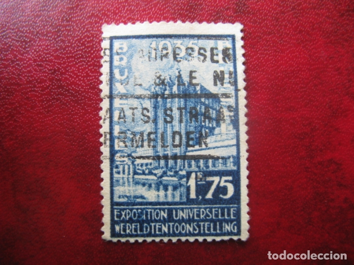 Francobolli: -belgica 1934, exposicion universal de bruselas, Yvert 389