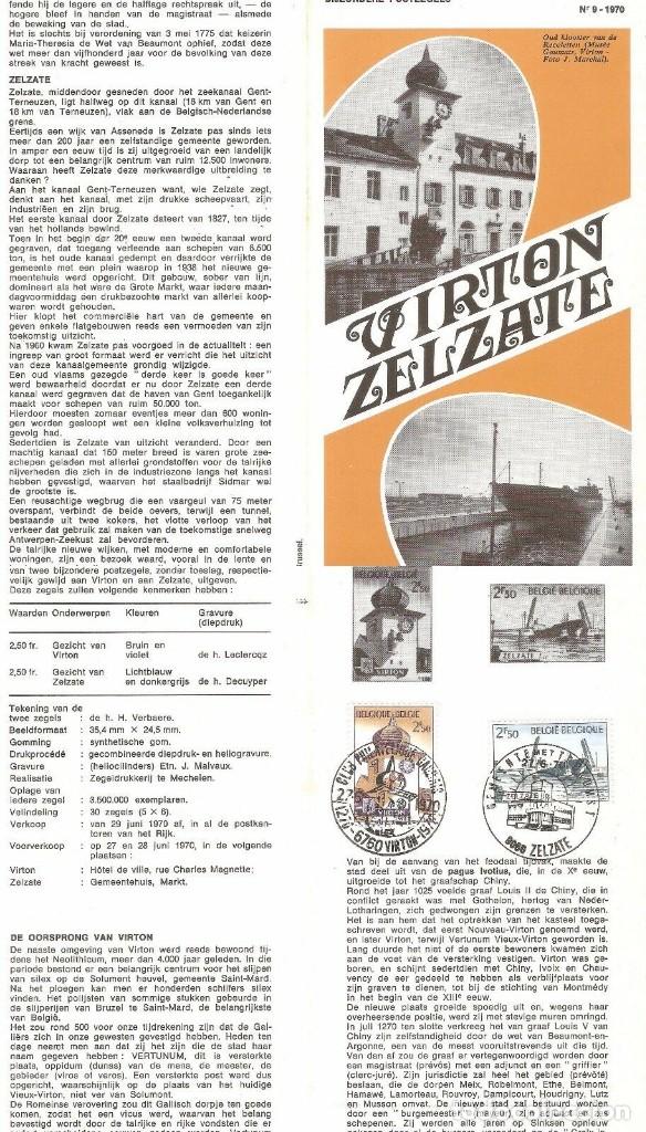 Stamps: BELGICA,1970,DOCUMENTO FILATELICO CAT. YT.1537/1538.