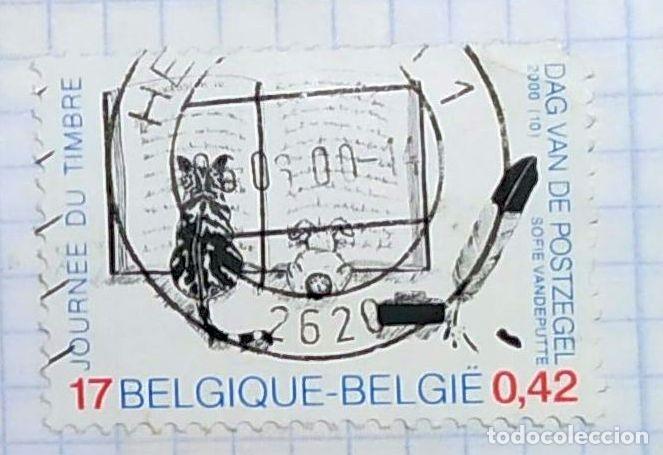 Stamps: BELGICA BELGIQUE DAG VAN POSTZEGEL SILUETA ANIMALES MIRAN POR LA VENTANA