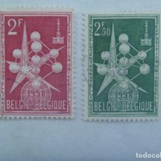 Sellos: LOTE DE 2 SELLOS DE BELGICA : EL ATOMIUM , 1958. Lote 214523650