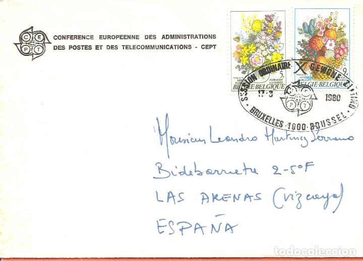 Stamps: SOBRE MATASELLADO, BRUSELAS-B&Eacute;LGICA, 1980, FLORES, CIRCULADO