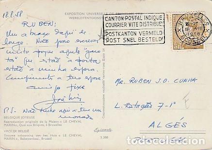 Selos: Belgica & Circulado, Reproducci&oacute;n Original de la Casa, Le Cheval Marin, Bruselas a Argel 1958 (500)