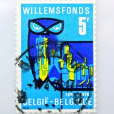 Sellos: SELLO POSTAL BELGICA 1976 5 FR BUHO EMBLEMA WILLEMSFONDS. Lote 313885058