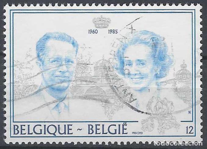 Sellos: B&Eacute;LGICA 1985 - BODAS DE PLATA DE LOS REYES BALDUINO Y FABIOLA - USADO - Foto 1