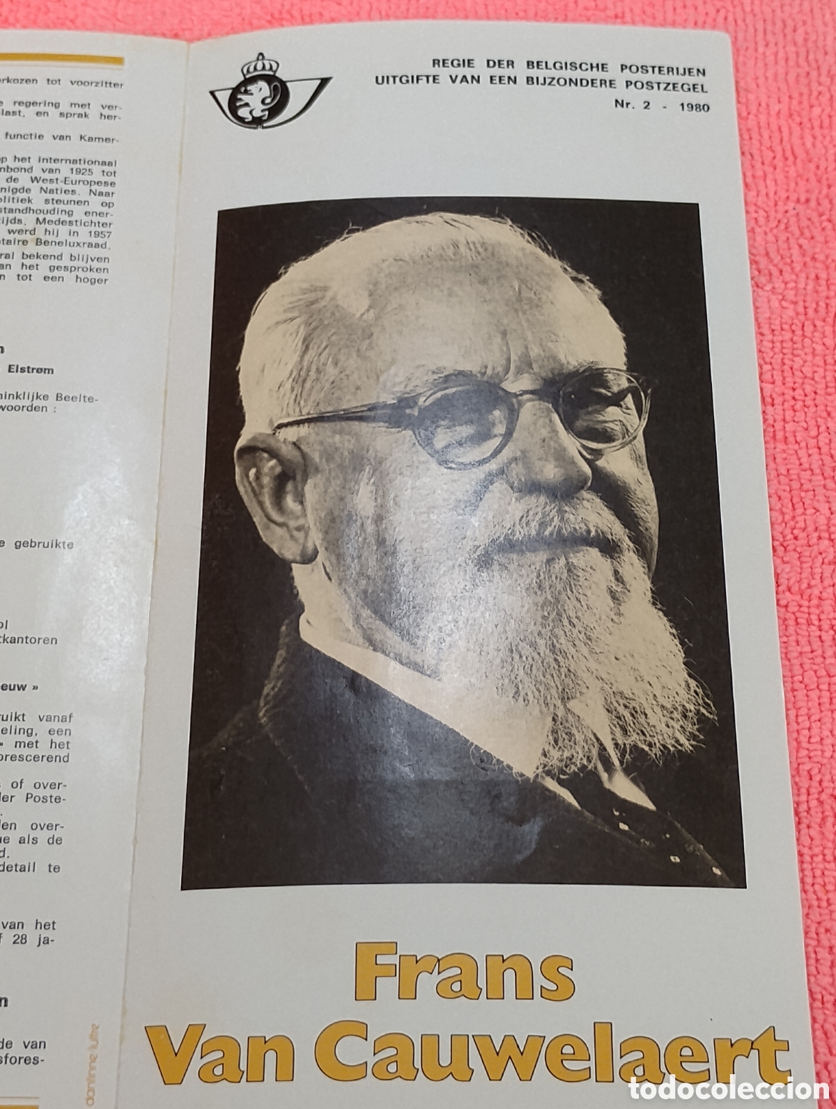 Timbres: La imagen muestra un sello postal conmemorativo de Frans Van Cauwelaert, una figura pol&iacute;tica belga.&nbsp;