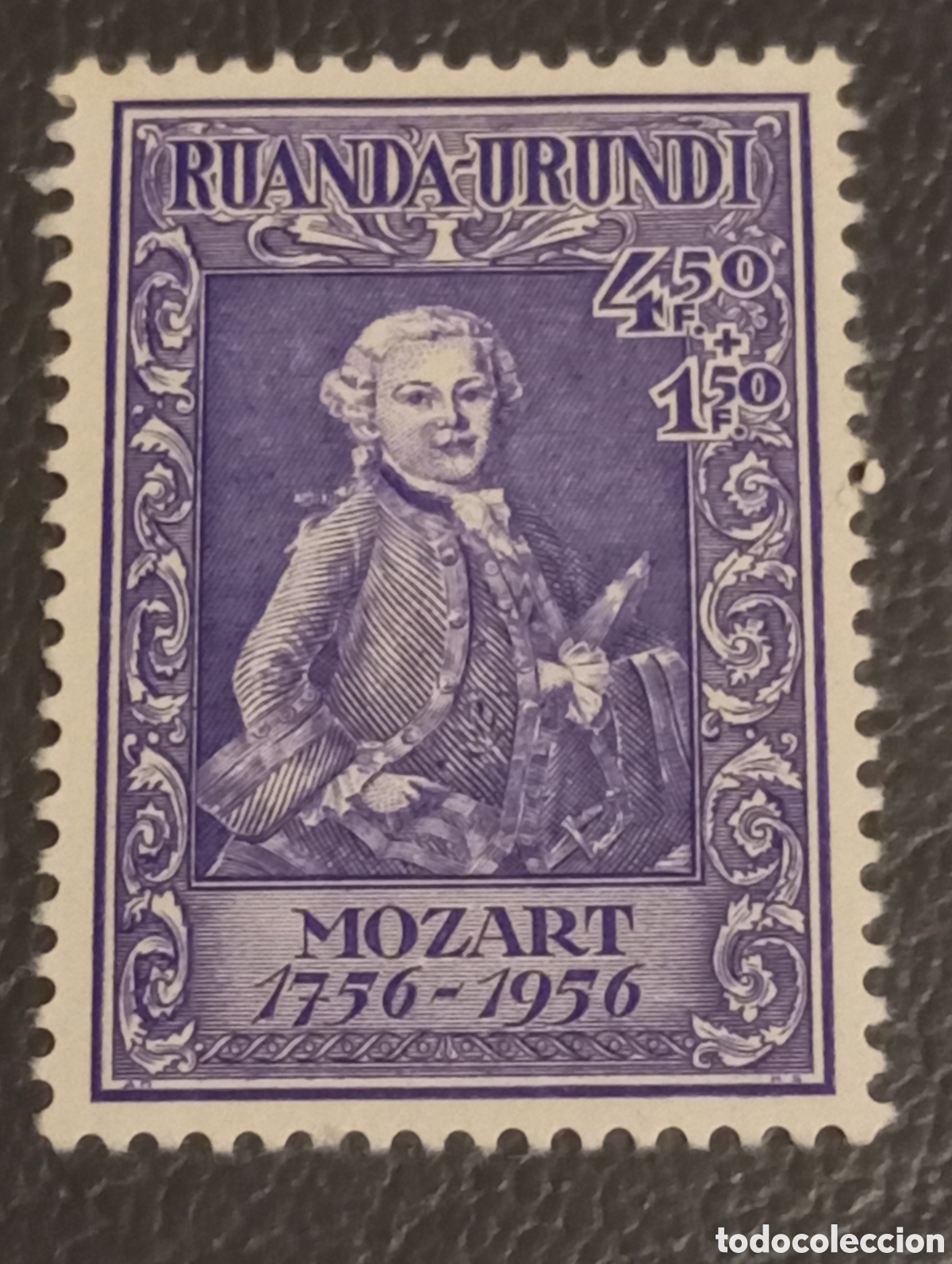Francobolli: Ruanda-Urundi 1956 - Mozart Bicentenario (Yvert 156) 4,50F+1,50F MH*