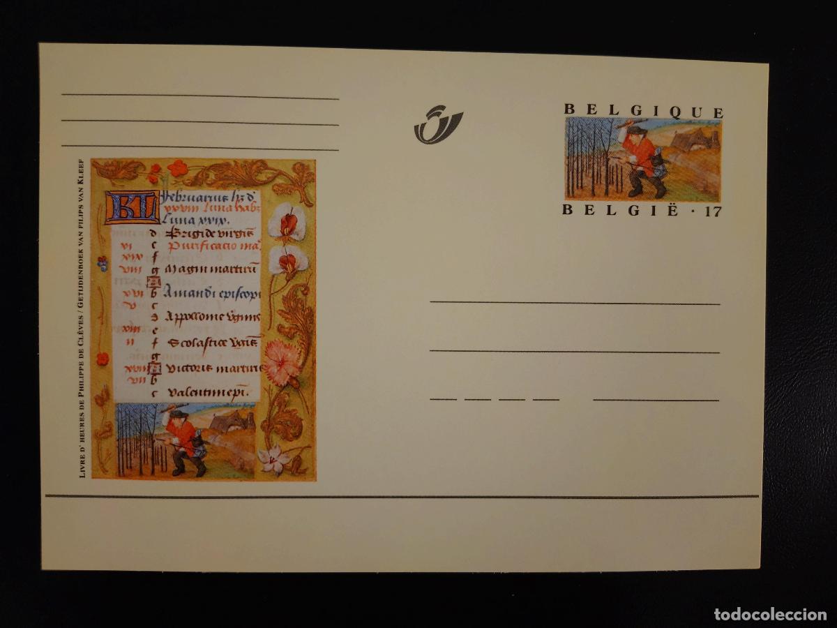 Sellos: B&eacute;lgica completo postal Libro de Horas Felipe Cl&egrave;ves Febrero I
