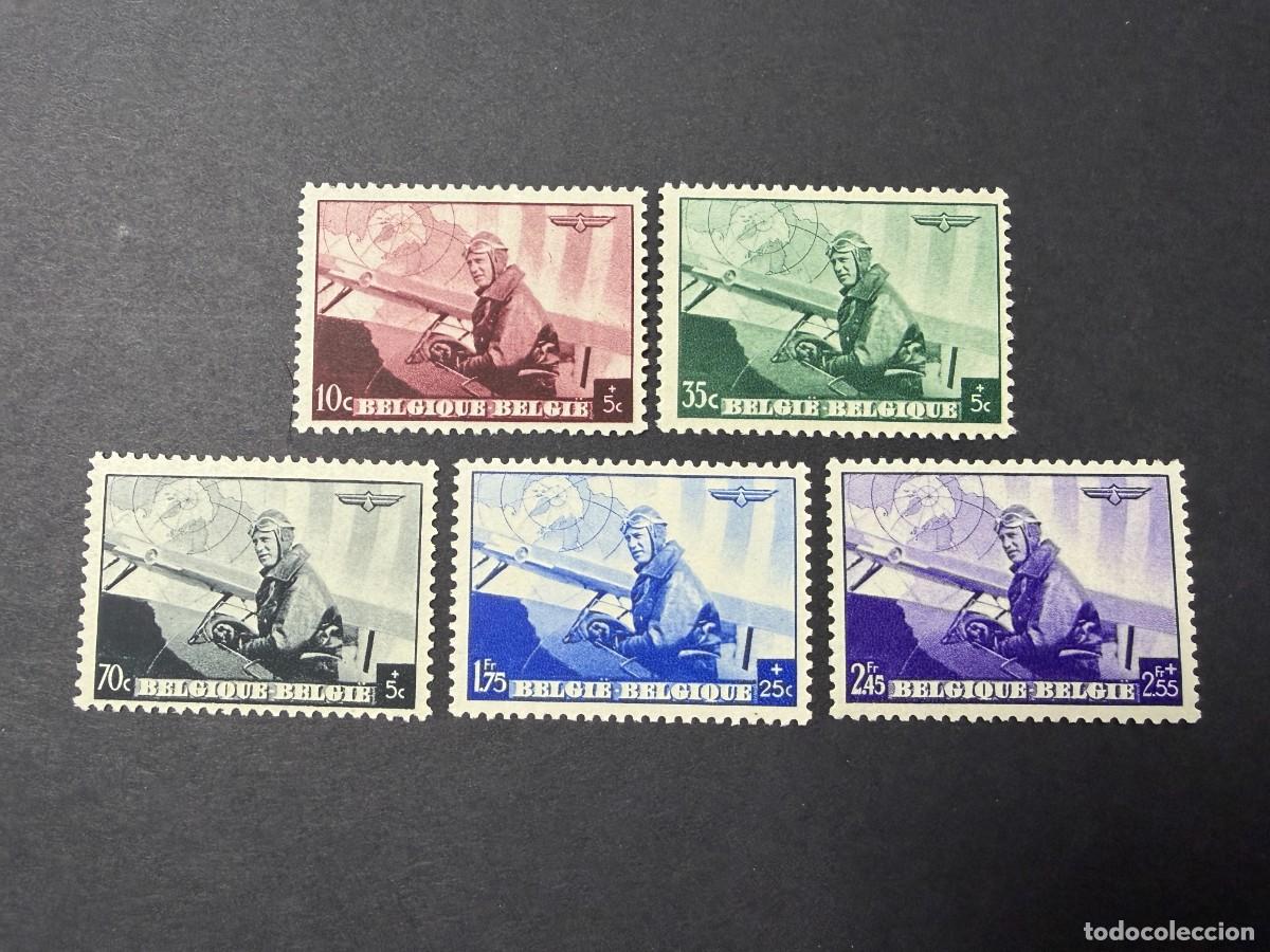 Sellos: B&Eacute;LGICA, 1938. YVERT 466/70. CONFERENCIA AEROPOSTAL EUROPEA. SERIE COMPLETA. NUEVOS. SIN FIJASELLOS