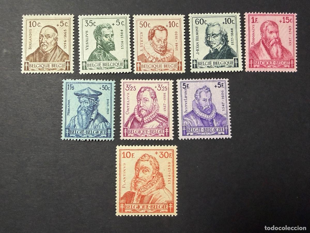 Sellos: B&Eacute;LGICA, 1942. YVERT 593/601. PRO TUBERCULOSOS. SERIE COMPLETA. NUEVOS. SIN FIJASELLOS