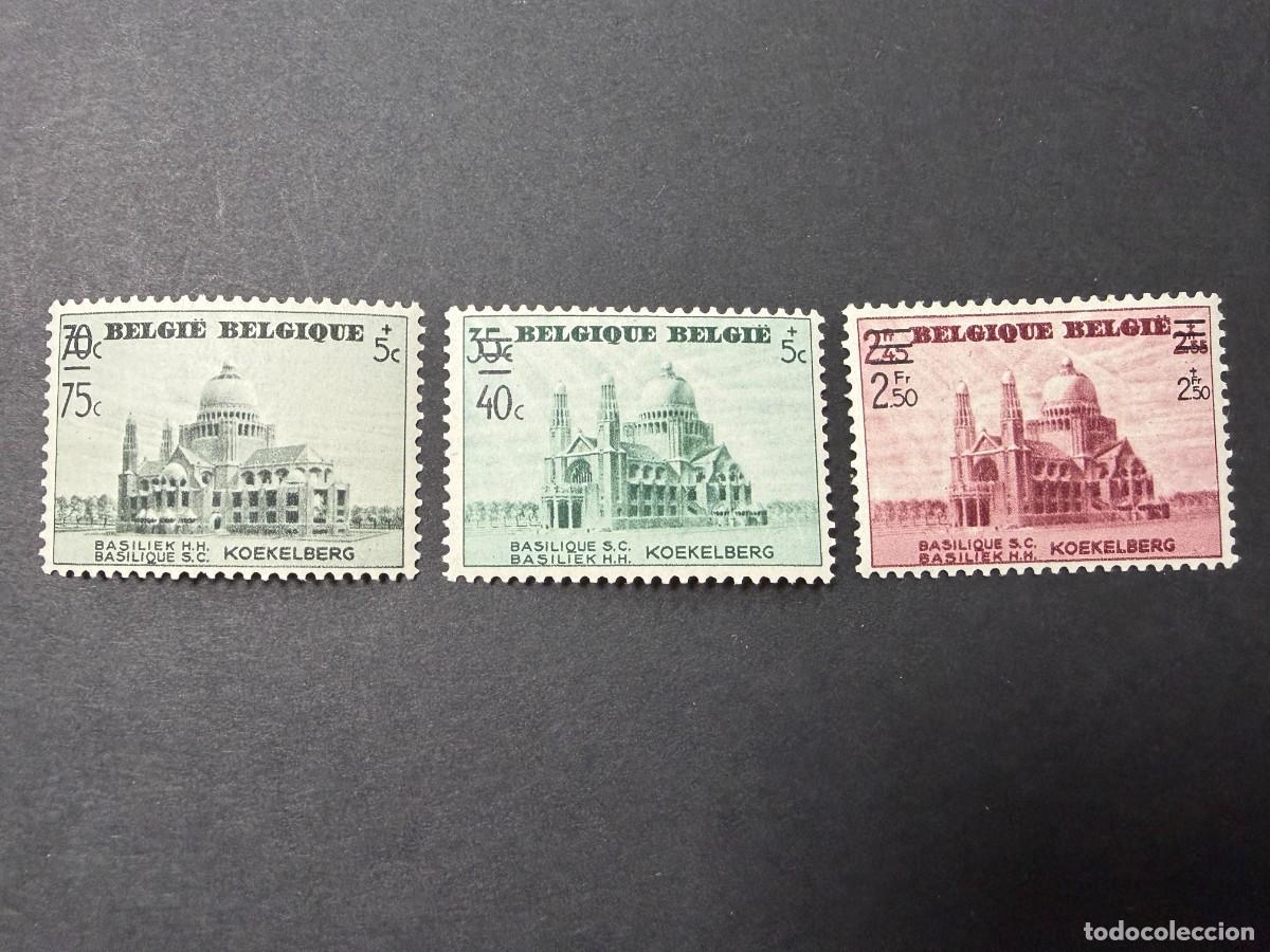 Sellos: B&Eacute;LGICA, 1938. YVERT 481/3. BAS&Iacute;LICA DE KOEKELBERG. SERIE COMPLETA. NUEVOS. SIN FIJASELLOS