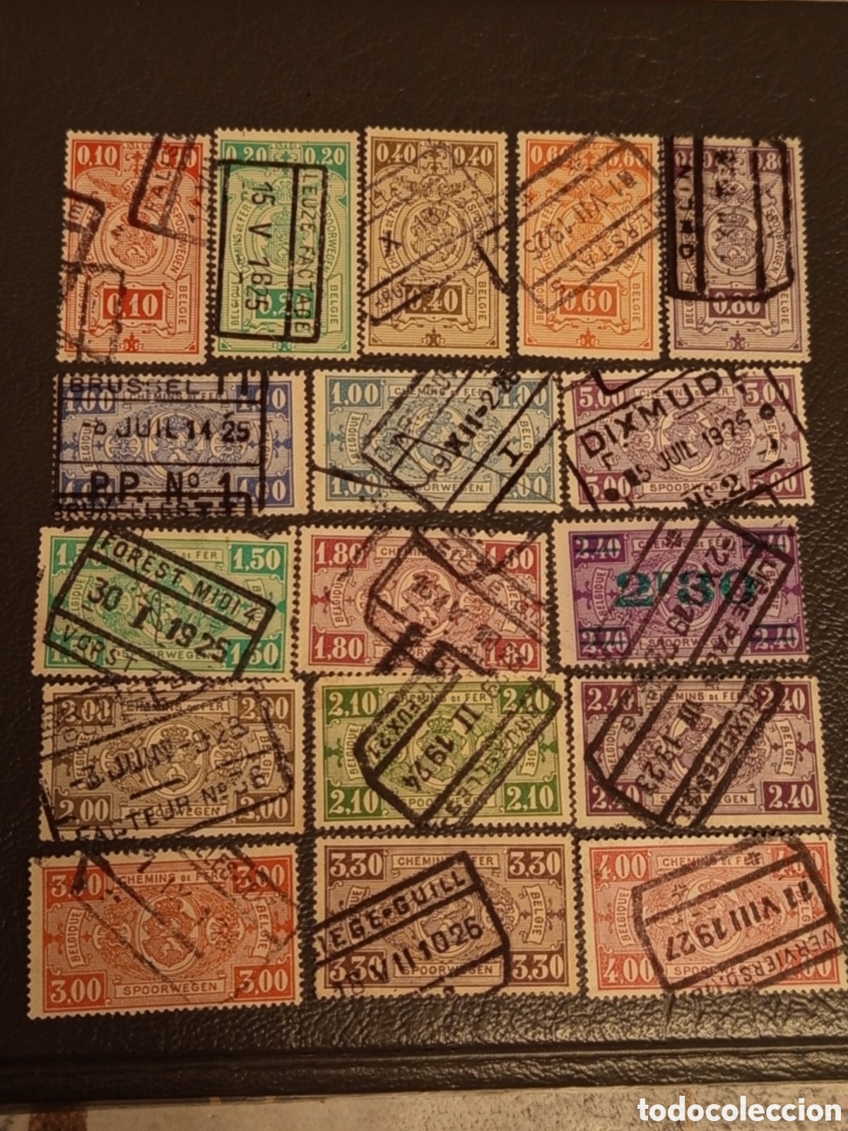 Sellos: B&eacute;lgica 1923-26 - Lote 17 Sellos Ferrocarril (Escudo)