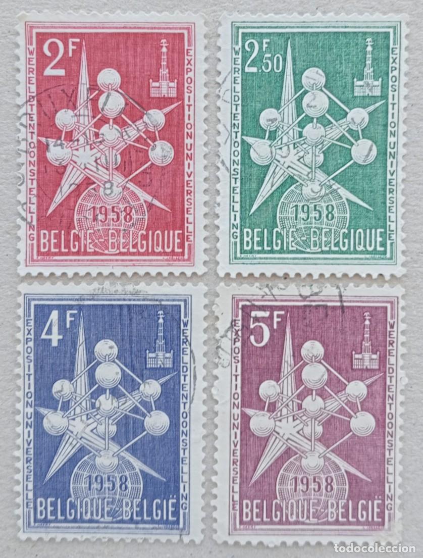 Sellos: 1957. B&Eacute;LGICA. 1008 / 1010. Exposici&oacute;n Universal de Bruselas. Serie completa. Usado.