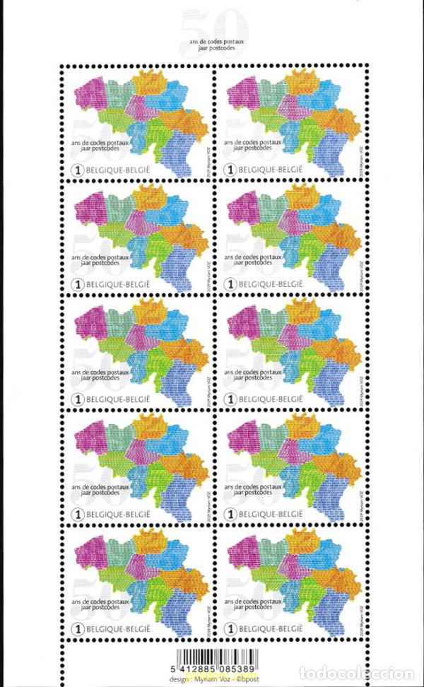 Sellos: 609597 MNH BELGICA 2019 50 A&Ntilde;OS DE C&Oacute;DIGOS POSTALES