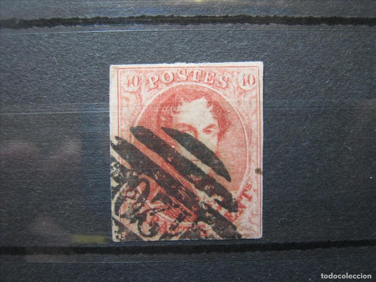 Sellos: B&Eacute;LGICA 1858-61 YVERT 12 USADO IMPERCEPTIBLE MINI CORTECITO LATERAL.