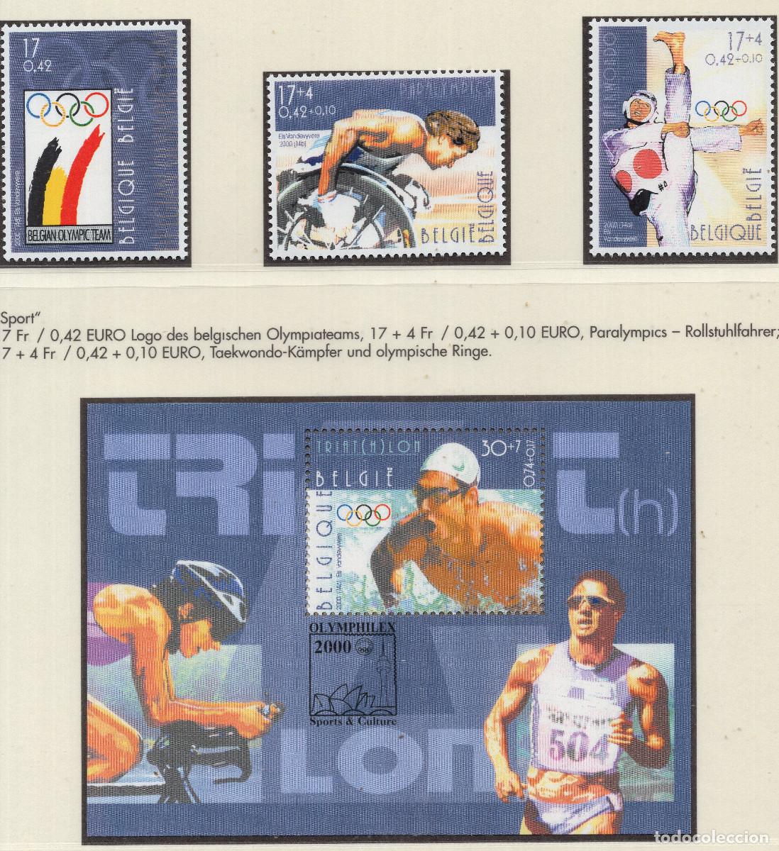 Sellos: BELGICA 2000 STAMP MICHEL BE 2959-2961+BL77