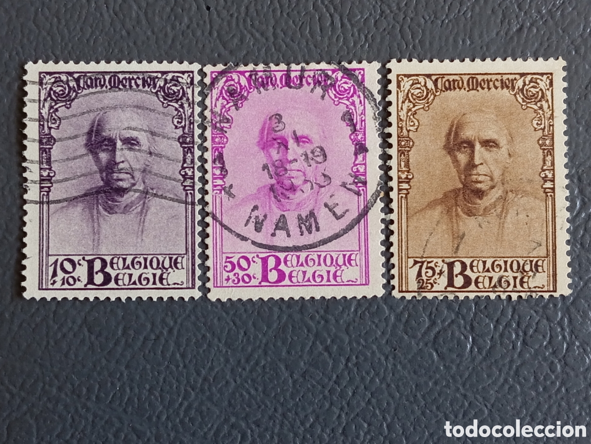 Sellos: B&eacute;lgica 1932 - Cardenal Mercier - Lote 3 Sellos Usados (Scott B114, B116, B117)