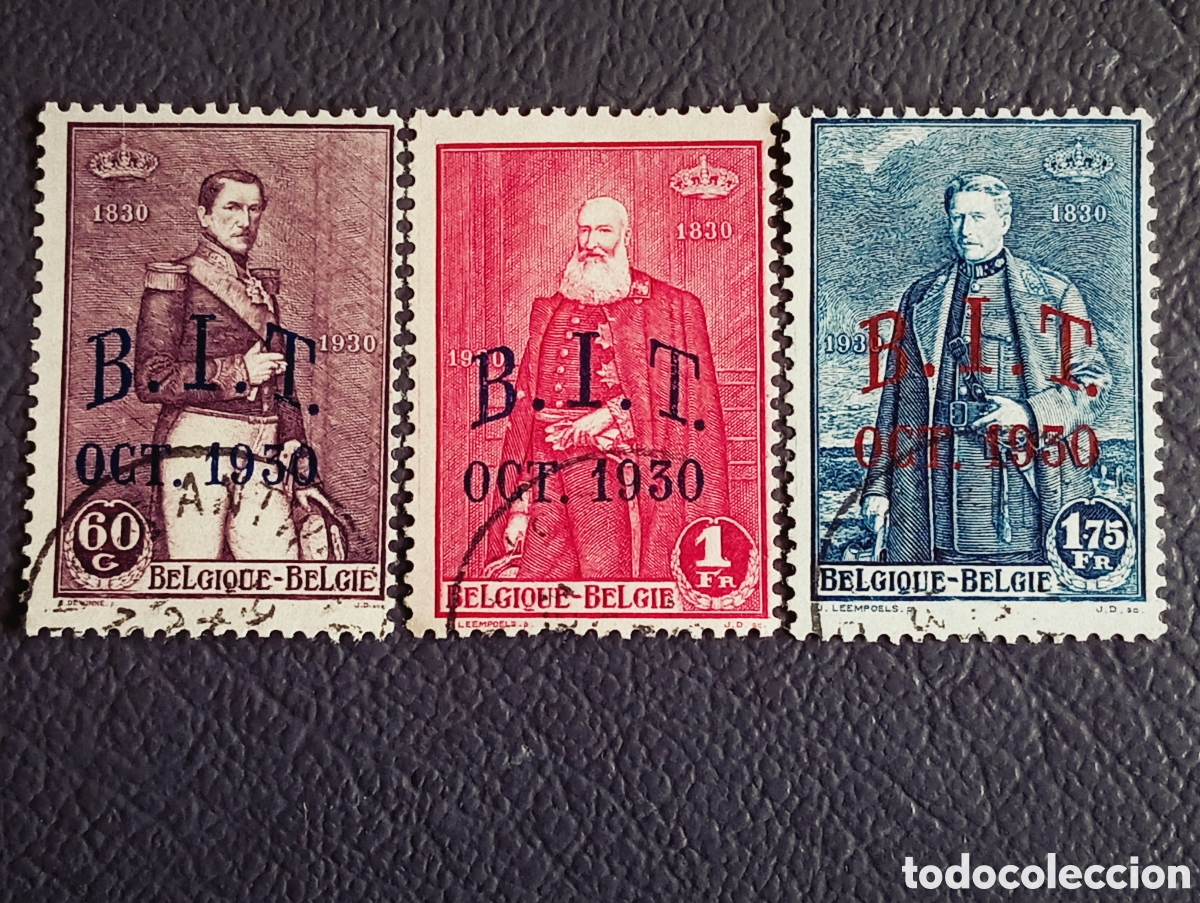Francobolli: B&eacute;lgica 1930 - Serie Completa B.I.T. Centenario - Yvert 305/307
