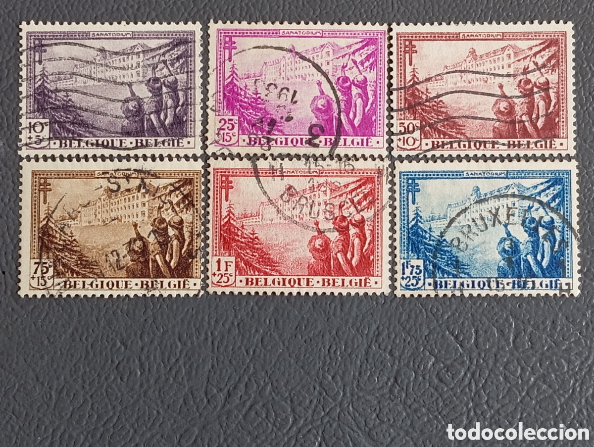 Sellos: B&eacute;lgica 1932 - Serie Anti-Tuberculosis (Sanatorio La Hulpe) - Scott #B125/B130 - Usados