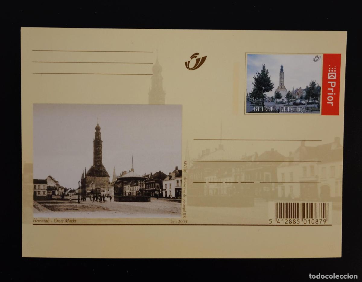 Sellos: Tarjeta postal B&eacute;lgica 2003 Herentals Grote Markt entero Prior