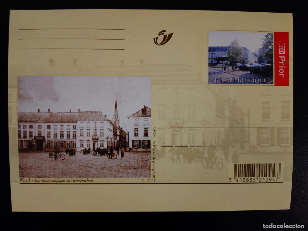 Sellos: Tarjeta postal Wervik Sint-Maertensplaats Ayuntamiento B&eacute;lgica 2003 completo