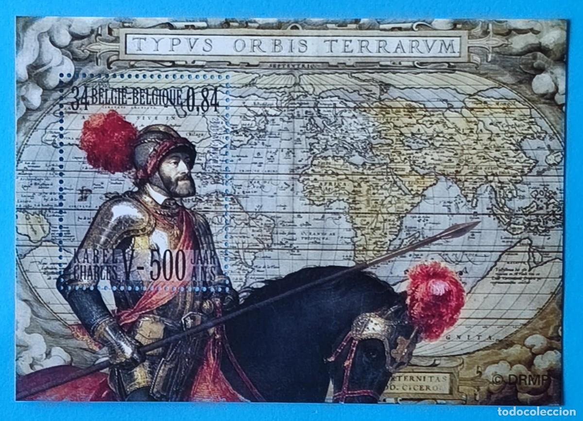 Sellos: BELGICA - HOJITA 500 A&Ntilde;OS DEL NACIMIENTO DE CARLOS V - 2000