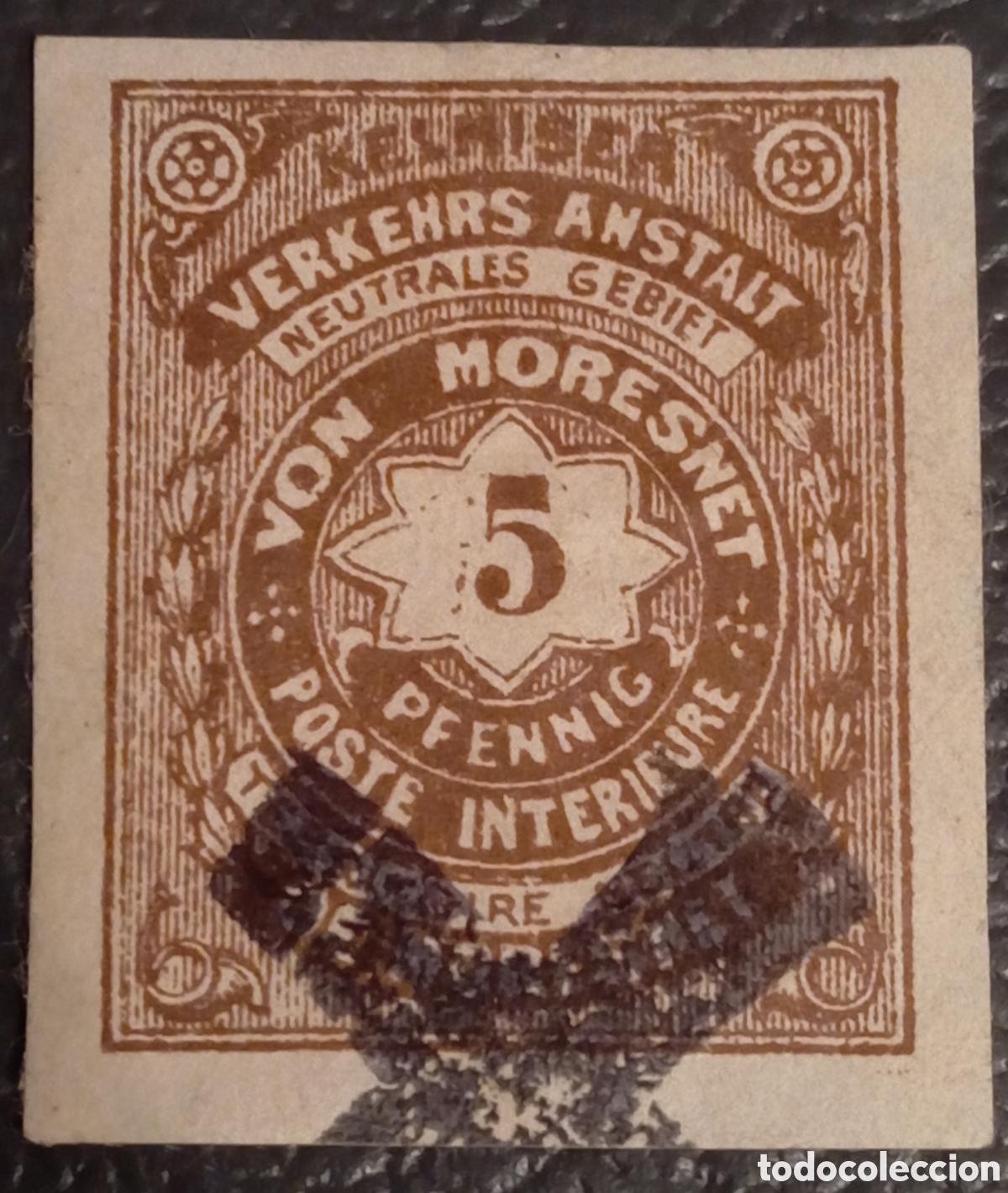 Sellos: Sello Moresnet Neutral (1886) - 5 Pf. Marr&oacute;n - Emisi&oacute;n Verkehrs-Anstalt