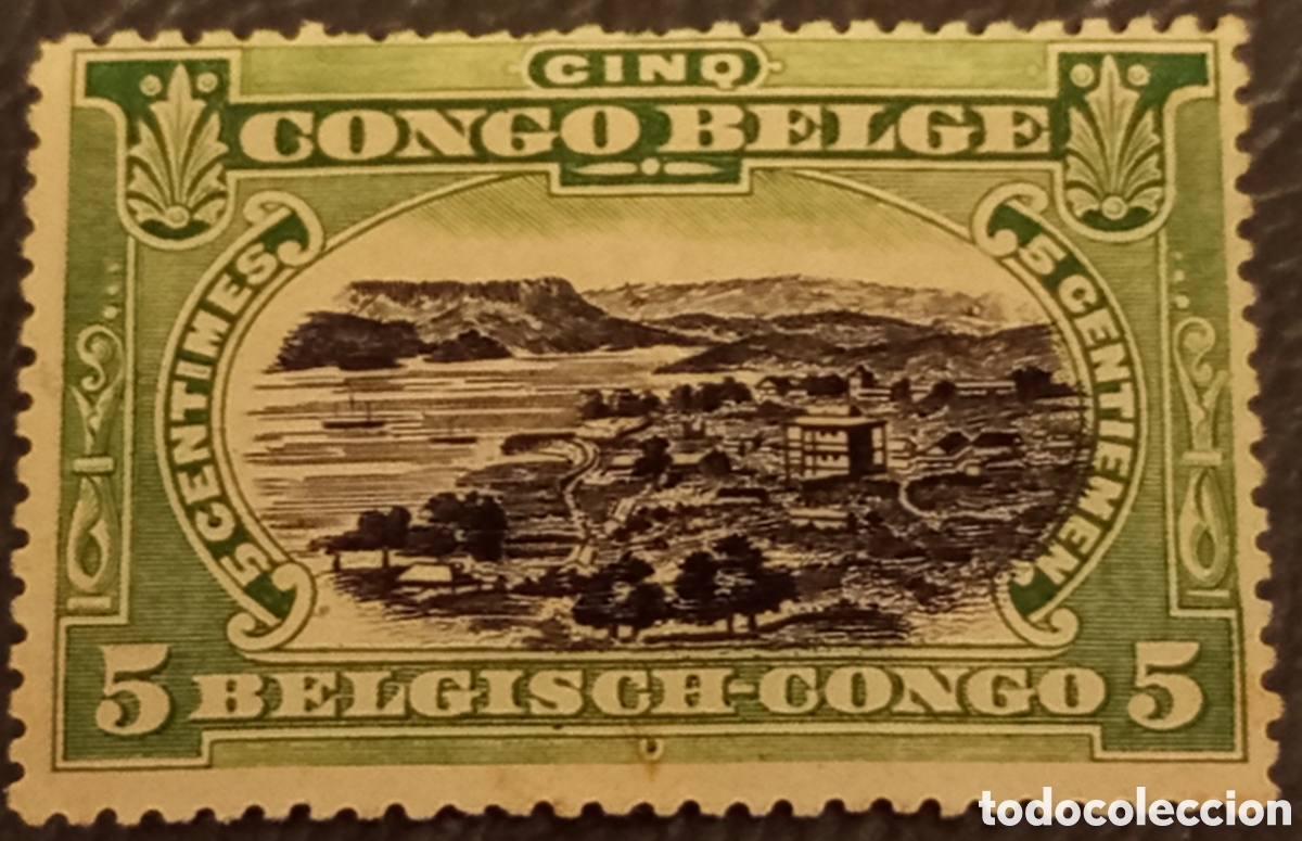 Sellos: Sello Congo Belga 1910 - 5c Puerto de Matadi Verde/Negro - Cat. Michel 54 MH