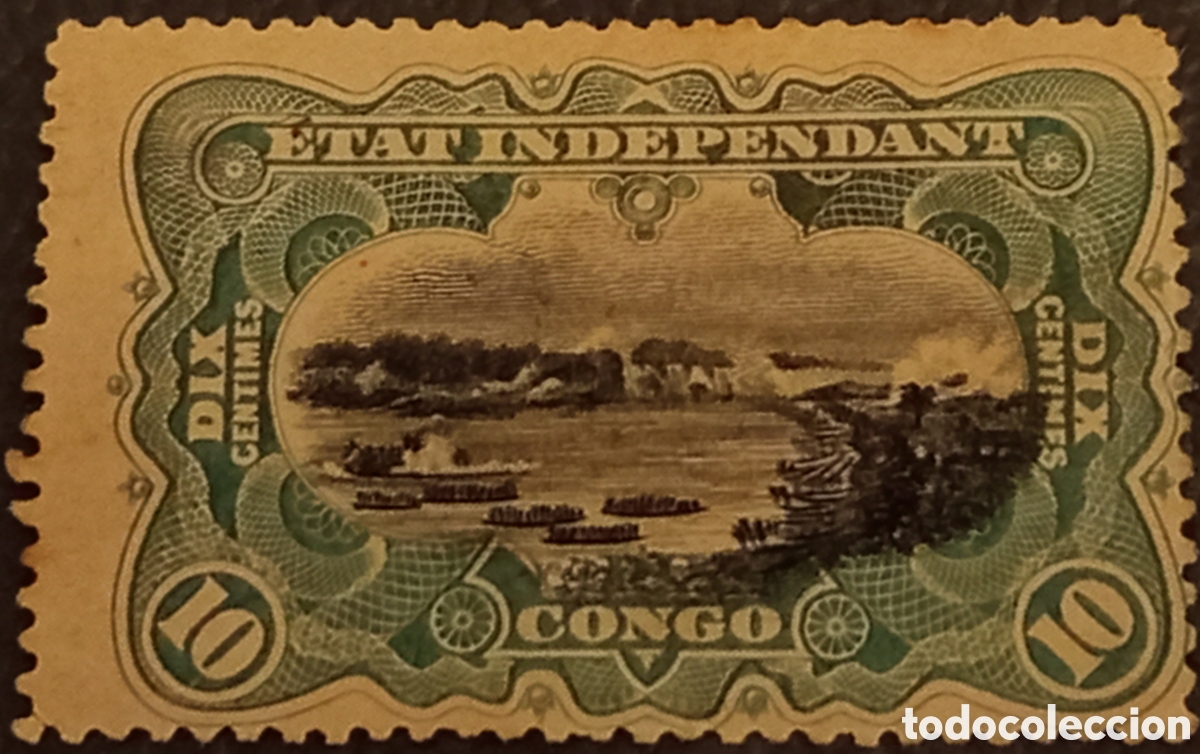 Sellos: Sello Congo 1894 - 10c Cascades de Stanley - Estado Independiente - Michel 7 MH