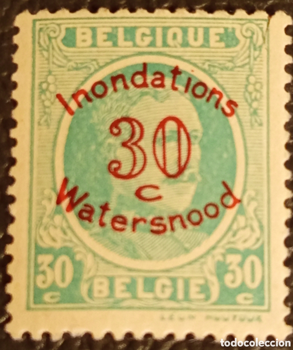 Sellos: Sello B&eacute;lgica 1926 Scott B56 MNH Inondations Watersnood Rey Alberto I