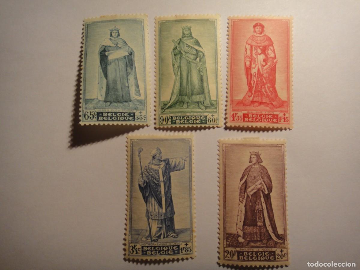 Sellos: B&eacute;lgica, Ayuda Vic. de Guerra, 5 valores, a&ntilde;o 1947, nueva con charnela Rf 102/1496
