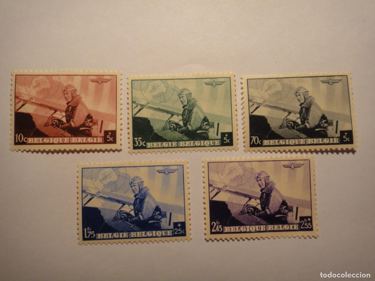 Sellos: B&eacute;lgica, n&ordm; Yvert 466/70, Ayuda aviaci&oacute;n, a&ntilde;o 1938, nueva con charnela Rf 102/1500