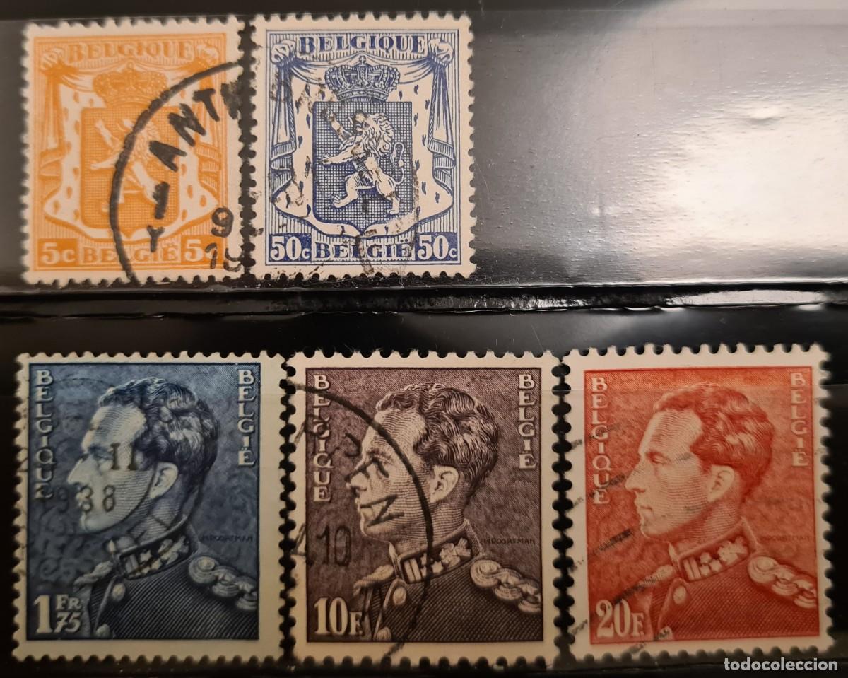 Sellos: Serie de sellos usados de B&eacute;lgica 1936-46: Escudos y Leopoldo III