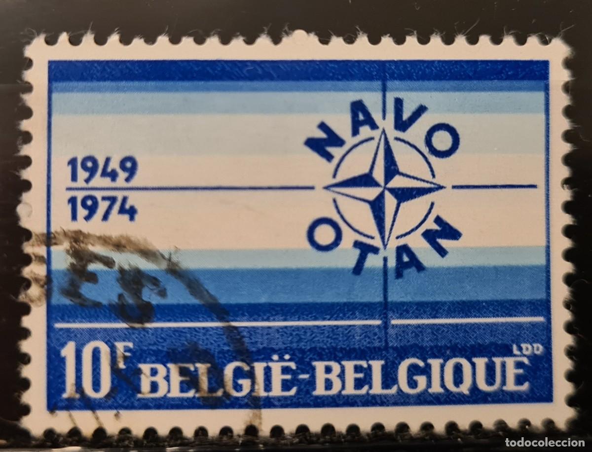 Sellos: Sello usado de B&eacute;lgica 1974: 25 aniversario de la firma del tratado Atl&aacute;ntico-Norte