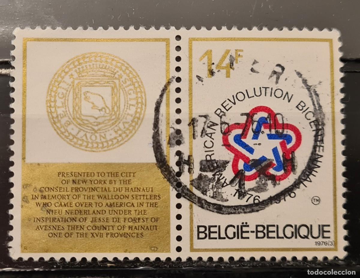 Sellos: Sello usado de B&eacute;lgica 1976: Bicentenario de la independencia de los Estados Unidos, con vi&ntilde;eta